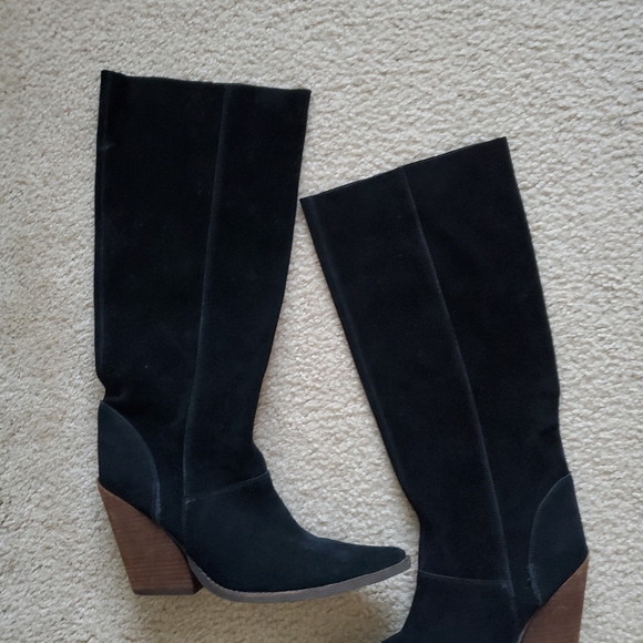 Jeffrey Campbell Free People Black Suede Knee-High Boots Womens 9.5 - Picture 4 of 15